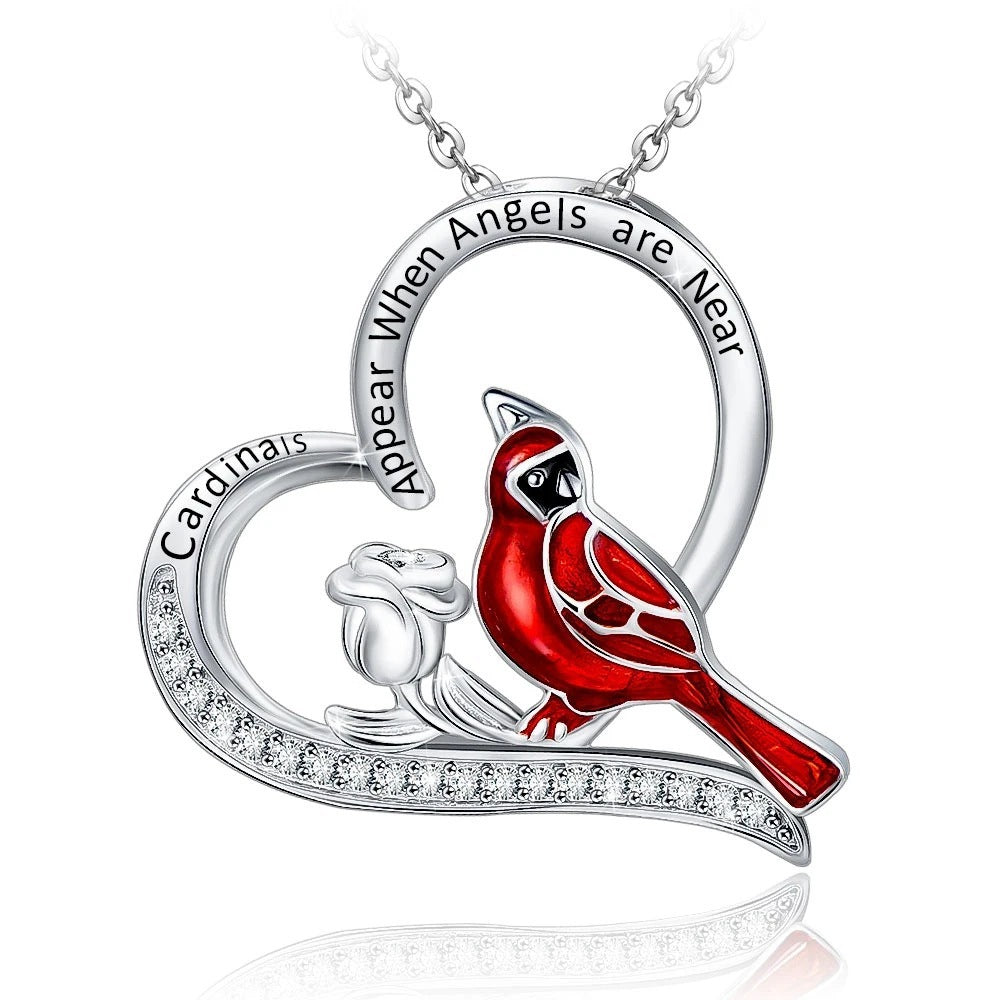 Heart Cardinal Pendant Necklace – Valentine’s & Anniversary Gift