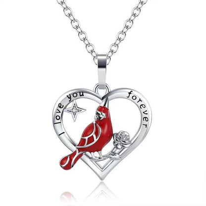 Heart Cardinal Pendant Necklace – Valentine’s & Anniversary Gift