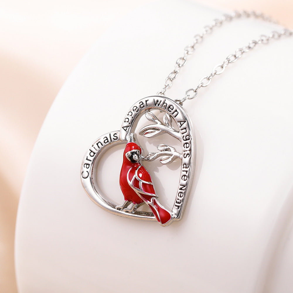 Heart Cardinal Pendant Necklace – Valentine’s & Anniversary Gift