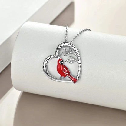 Heart Cardinal Pendant Necklace – Valentine’s & Anniversary Gift