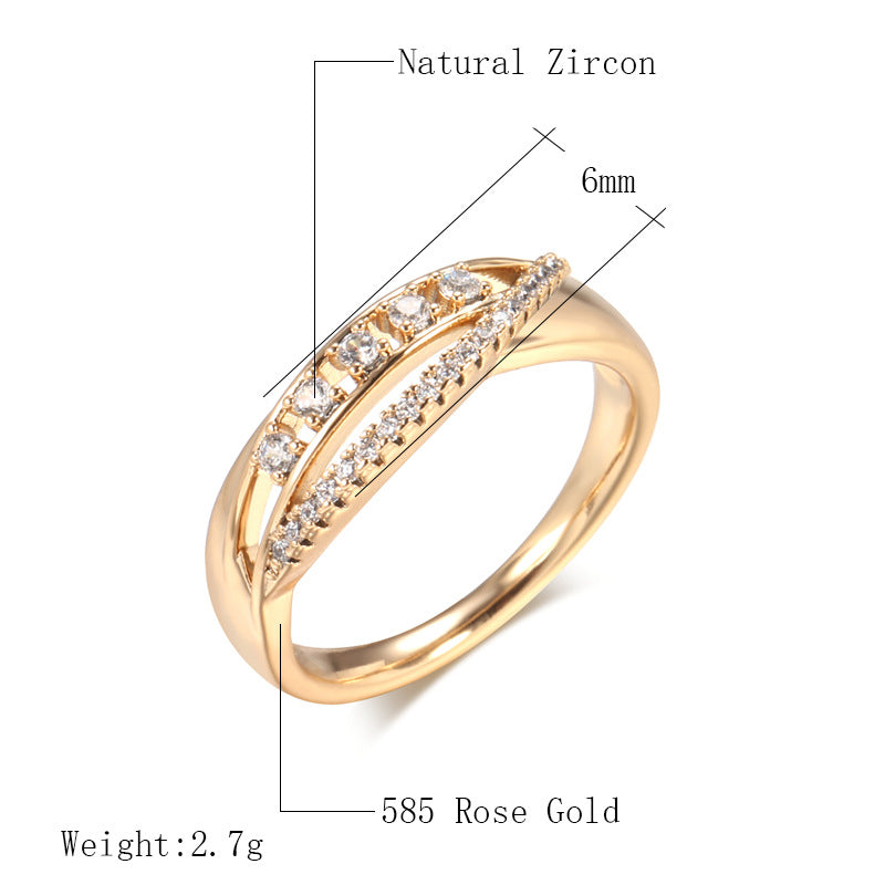 Rose Gold 585 Retro Diamond Ring