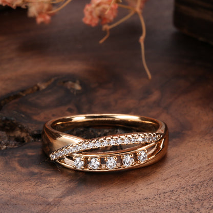 Rose Gold 585 Retro Diamond Ring