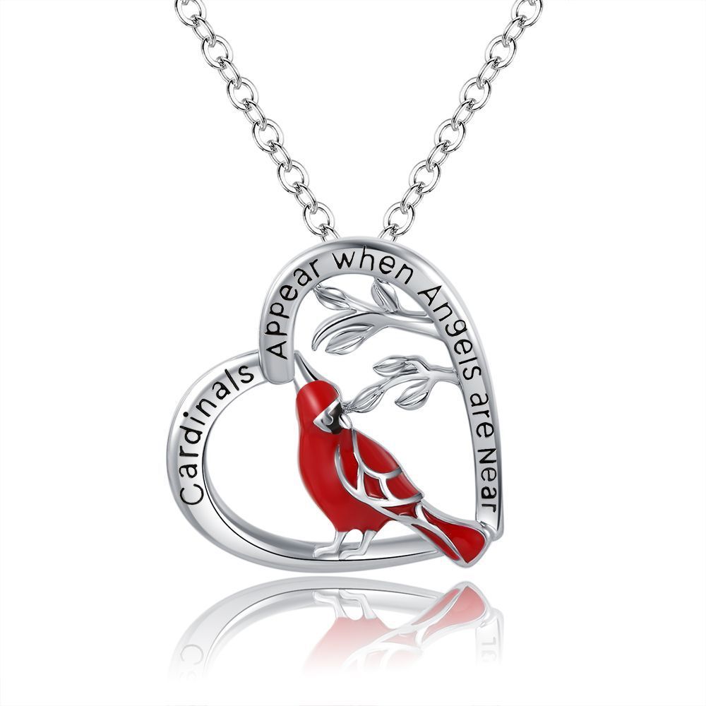 Heart Cardinal Pendant Necklace – Valentine’s & Anniversary Gift