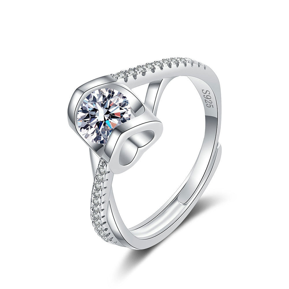 Moissanite Twisted Heart Ring