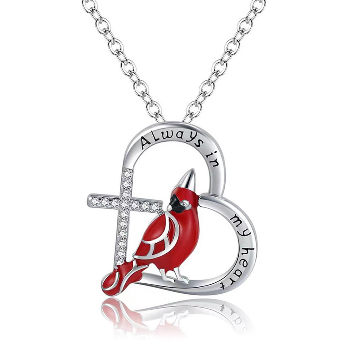 Heart Cardinal Pendant Necklace – Valentine’s & Anniversary Gift